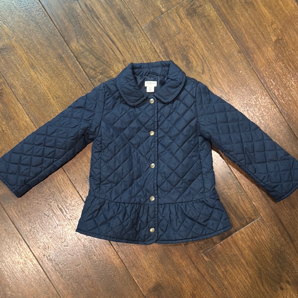 Crewcuts - Girls Navy Blue Quilted Peplum Puffer Jacket - Size: 4-5T